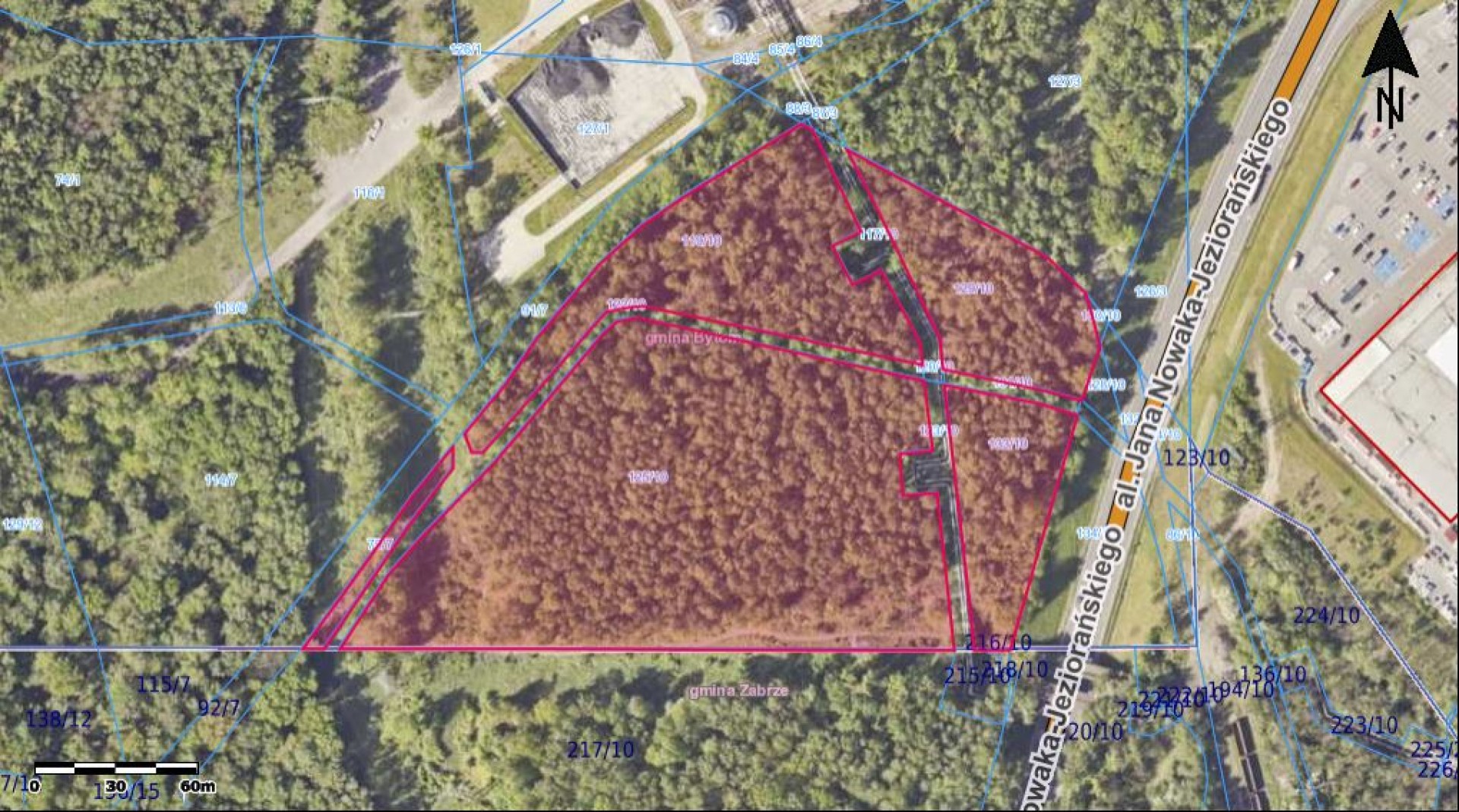 mapa - Bytom, Aleja J. Nowaka-Jeziorańskiego 119-10, 129-10, 125/10...